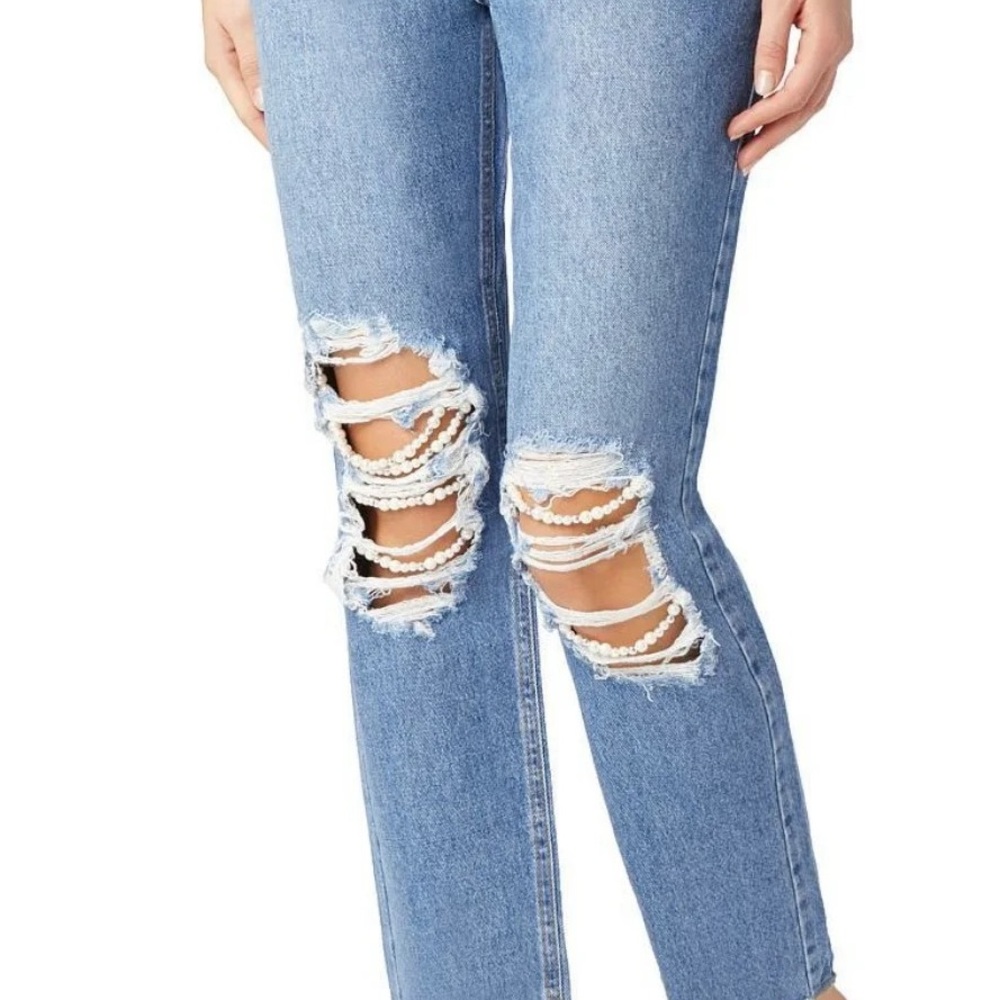 Calzedonia high waisted ankle crop jeans with pearl design size M